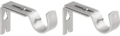 Produktbild von Verstellbare Wandhalterung Für Gardinenstangen, 2 Stück, Silber, Edelstahl, Für Stangen Bis 20 Mm Durchmesser, Für Wohnzimmer Und Bad