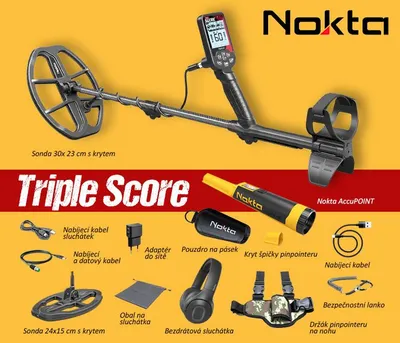 Obrázek produktu pro Detektor kovů Nokta TRIPLE SCORE PRO PACK CZ/SK Oficíální distributor