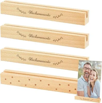 Produktbild von Famanu Holz Kartenhalter - 4 Stück für Tische und Hochzeiten