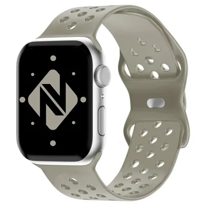 Obrázok produktu pre Náhradný silikónový remienok NALIA Gelochtes pre inteligentné hodinky, kompatibilný s Apple Watch Ultra/SE a modelmi Series 8/7/6/5/4/3/2/1, s rozmermi 42 mm, 44 mm, 45 mm a 49 mm. Fitness remienok pre dámske a pánske iWatch, farba: sivá (kameň)
