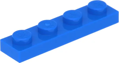A single blue Lego brick with four studs is shown against a white background.