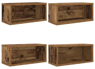 Zdjęcie produktu dla Półka na płyty CD, 4 sztuki, wykonana z odzyskanego drewna, wymiary: 40 x 17 x 17 cm