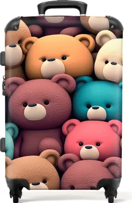 Produktbild von NoBoringSuitcases.com® Großer Koffer - Teddybär - Stofftier - Rosa - Blau - Braun - Kind - Kombinationsschloss TSA - Hartschalen Trolley 4 Rollen - 72 liter - Reisekoffer - 66 cmKoffer Mittelgroß 67x43x25 cm, 72L,