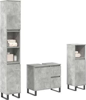 Immagine prodotto di Set Mobili da Bagno 3 pz Grigio Cemento in Legno Multistrato