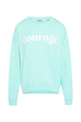 Produktbild von SENSES THE LABEL Damen Sweatshirt SU:RI, Türkis, mit Print, 60% Baumwolle 40% Polyester, Senses Gym FS26 Gr. L