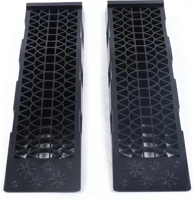 Image de Lot de 2 rampes d'accès pour voitures - Rampes d'accès/de service pour voitures/camions - Capacité de charge 3 t (3000 kg) - Plastique rigide PP - Dimensions 695×200×80 mm - Noir
