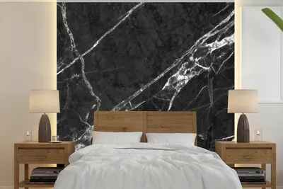 Produktbild von MuchoWow® Fototapete für Wohnzimmer oder Schlafzimmer Wandtapete Vinyl Motivtapete Marmor - Linie - Weiß - Schwarz - 350x350 cm - Schlafzimmertapete
