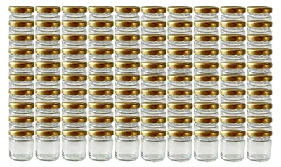 Produktbild von 50er Set Einmachgläser mit Schraubdeckel 37 ml 4,3 x 5 cm (ØxH) Sturzgläser