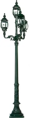 Produktbild von Casa Padrino Barock Gartenlaterne Grün 73 x 73 x H. 281 cm - Elegante Außenstehleuchte aus hochwertigem Aluminium und facettengeschnittenes Kristallglas - Nostalgische Gartenbeleuchtung