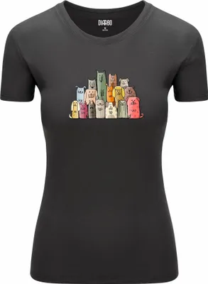 Produktbild von Diarbo Damen T-Shirt mit Cartoon Druck Hundefamilie Dunkelgrau Gr.M