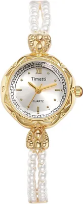 Immagine prodotto di Bracciale di perle Damen con orologio da polso vintage da donna, numeri romani, gioiello per bracciale di perle, orologio da donna resistente all'acqua, adatto per l'uso quotidiano e professionale, orologio analogico al quarzo