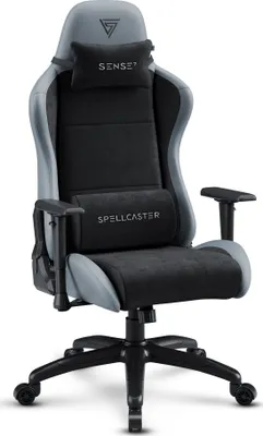 Zdjęcie produktu dla Fotel gamingowy SENSE7 Spellcaster FUKU XL Alcantara czarno-szary – ergonomiczny fotel biurowy o nośności do 160 kg z funkcją kołysania, fotel kierowniczy
