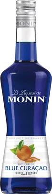 Produktbild von Monin Likör Blue Curaçao (1 x 0,7l) - Tropischer Cocktail Likör mit Bitterorangen Geschmack für exotische Getränke und Desserts