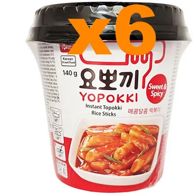 Produktbild von Yopokki Instant Süß & Scharf Topokki Reiskuchen 6er Pack (6 x 140g)