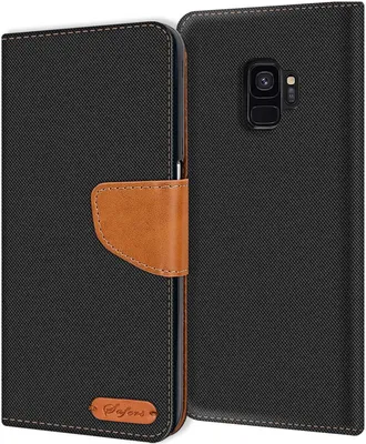 Produktbild von Conie Jeans Style Klapp Tasche für Samsung Galaxy S9 Kartenfach Hülle Rundumschutz in Schwarz