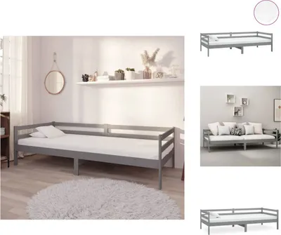 Obrázok produktu pre vidaXL Denná posteľ s matracom 90x200 cm sivá z masívneho borovicového dreva - Postele a rámy postelí
