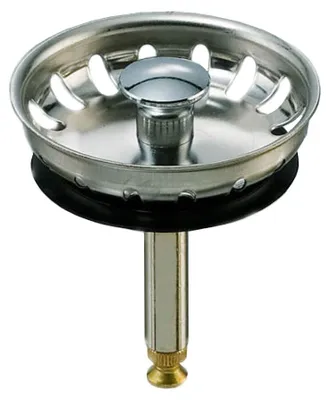 Produktbild von Edelstahl Siebkörbchen für Spülen-Ablauf Ø 54 mm, ( 1 1/2 Zoll ) für Excenterbedienung, für Teka Spülen, Hubstange Ø 8 mm, Gesamtlänge 60 mm bis 84 mm einstellbar