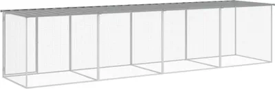 Produktbild von vidaXL Hühnerkäfig mit Dach Hellgrau 403x98x90 cm Verzinkter Stahl