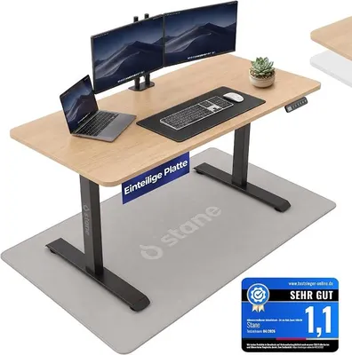 Imagen del producto de Escritorio de altura ajustable, 140x60 - Escritorio de oficina eléctrico, color roble