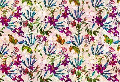 Produktbild von Tadessi Fototapete | Blumen | 4.00 m x 2.70 m | Creme | Lila | Wandbild | Digitaldruck