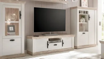 Produktbild von TV-Board Florenz Lowboard Fernsehunterschrank Oslo Pinie weiß 156 cm
