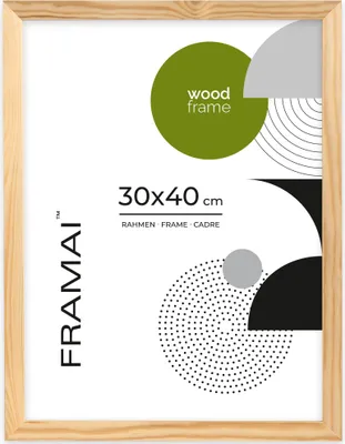 Image de FRAMAI® Cadre photo, 30x40 cm, chêne, cadre en bois naturel, cadre en bois véritable, cadre avec plexiglas incassable, accroche et présentoir