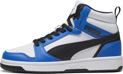 Produktbild von Puma Rebound V6 Mid Jr White-Black-Racing Blue Größe EU 35,5