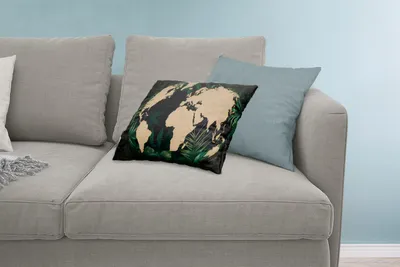 Produktbild von MuchoWow® Zierkissen Sofakissen Wohnzimmer Dekokissen 60x40 cm Weltkarte - Globus - Pflanzen - Kopfkissen - Polster mit Foto
