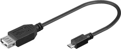 Produktbild von Goobay 95194, 0,2 m, USB A, Micro-USB B, USB 2.0, Männlich/Weiblich, Schwarz