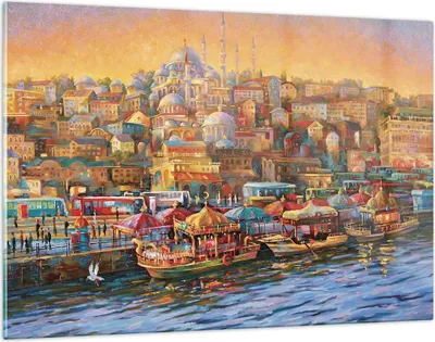 Produktbild von Bilder auf glas - Einteilig - Farben Stadt Türkei - 120x80cm - Glasbilder - Wandbilder - Bilder - zum Aufhängen bereit - Wanddekoration aus Glas - Glas Bilder - Wandbild auf Glas - GAA120x80-4987