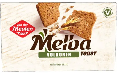 Image de Van der Meulen Melba Toast Whole Grain 120g – Pain à grains entiers croquant et riche en fibres