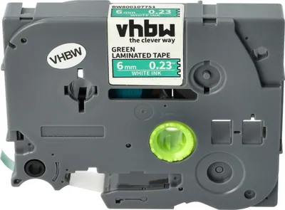 Produktbild von vhbw Schriftband-Kassette kompatibel mit Brother PT 1000, 1230PC, 1200P, 1200, 1090, 1080, 1010, 1000-Serie Etiketten-Drucker 8m x 6mm Weiß auf Grün