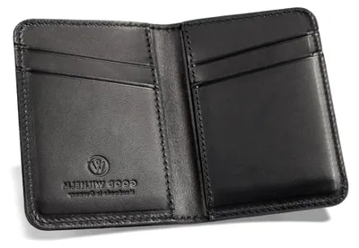 Produktbild von Leder Geldbörse, Bi-Fold Portemonnaie aus Vachetta Leder, Handgefertigt in Deutschland, RFID-Schutz (Black)
