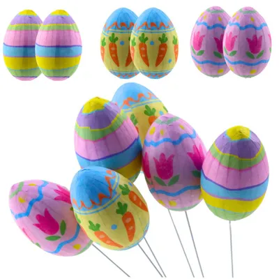 Produktbild von Ostereier auf Draht Karotten Tulpen Deko Bunt 6 Stk