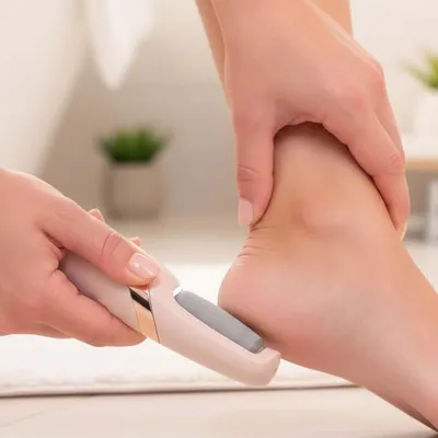 Zdjęcie produktu dla Avizar, ładowalne urządzenie do pedicure 16 W z wymiennymi rolkami, różowe
