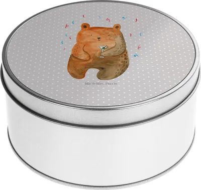 Produktbild von Mr. & Mrs. Panda Erinnerungsbox Bär Party - Grau Pastell - Geschenk, Teddy, Geburtstagsgeschenk, Kaffeedose, metalldosen, Keksdose, Vorratsdosen, Geburtstag, Feiern, Dose