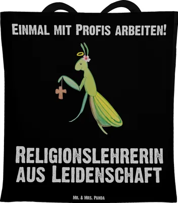 Produktbild von Mr. & Mrs. Panda Jutetasche Religionslehrerin Leidenschaft - Schwarz - Geschenk, Stoffbeutel, Witzig, Tote Bag, Lustig, Tasche, Spruch, Laptoptasche, Einkaufstasche