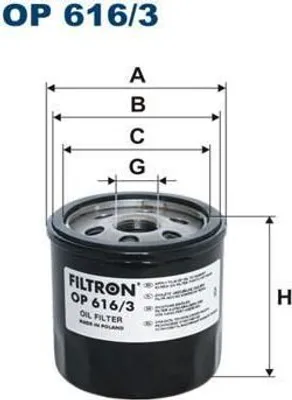 Obrázek produktu pro Olejový filtr FILTRON OP 616/3