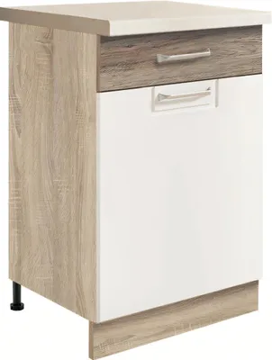 Produktbild von ECONO 4D – Unterschrank 50 cm mit Schublade und Tür, Weiß Hochglanz