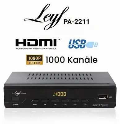 Produktbild von Kabel Receiver LEYF PA-2211 DVB-C Full HD, HDTV, USB, SCART, Kabelfernsehen