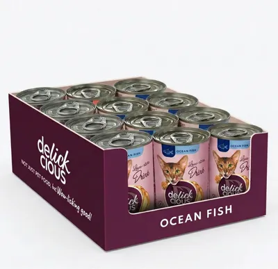 Produktbild von DELICKCIOUS Ergänzungsfuttermittel für ausgewachsene Katzen mit Meeresfisch –12x140g