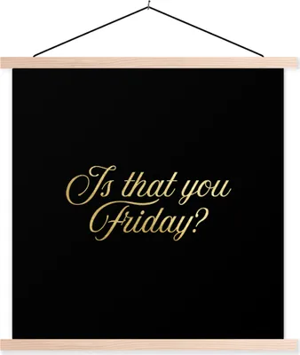 Produktbild von MuchoWow® Textilposter Freitag - Gold - Schwarz 60x60 cm mit holzfarbenen Rahmen - Wanddekoration
