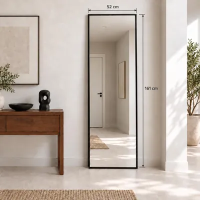 LunaMirror Jeffrey 161 x 52 cm, specchio a figura intera rettangolare con cornice in alluminio, nero – 1