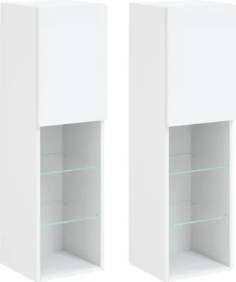 Produktbild von vidaXL TV-Schränke mit LED-Leuchten 2 Stk. Weiß 30,5x30x102 cm
