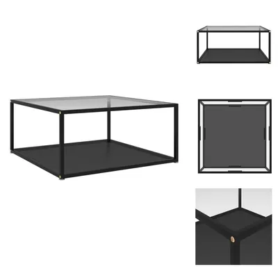 Obrázek produktu pro vidaXL Konferenční stolek transparentní a černý 80x80x35 cm z tvrzeného skla - Konferenční stolky