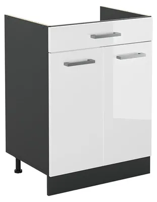 Immagine prodotto di Mobiletto base cucina Vicco R-Line Bianco lucido/Antracite 60 cm con cassetto senza piano di lavoro, Model 61130