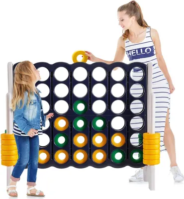 Produktbild von GOPLUS 4 Gewinnt Strategiespiel, aus PE & PP, für 2 Spieler, 4 Gewinnt Rasterwand, mit 42 Schachfiguren, 4 In Einer Reihe, für Kinder & Erwachsene