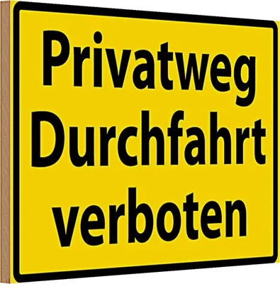 Produktbild von Holzschild Warnschild 30x20cm Privatweg Durchfahrt verboten