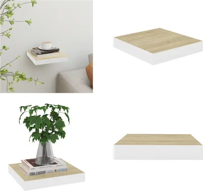 Obrázek produktu pro vidaXL Plovoucí police dubový vzhled a bílá 23x23,5x3,8 cm MDF - Nástěnná police - Nástěnné police - Plovoucí nástěnná police - Plovoucí nástěnná police