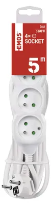 Prodlužovací kabel 5 m / 4 zásuvky / bílý / PVC / 1,5 mm2